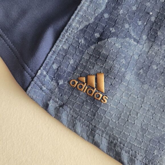 M ADIDAS blue floral sup half zip active athleisure wicking shirt top MEDIUM - Picture 5 of 12